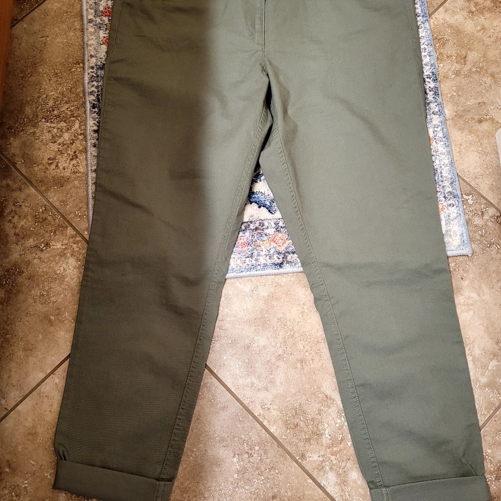 Loft Green Khaki Cuffed Pants